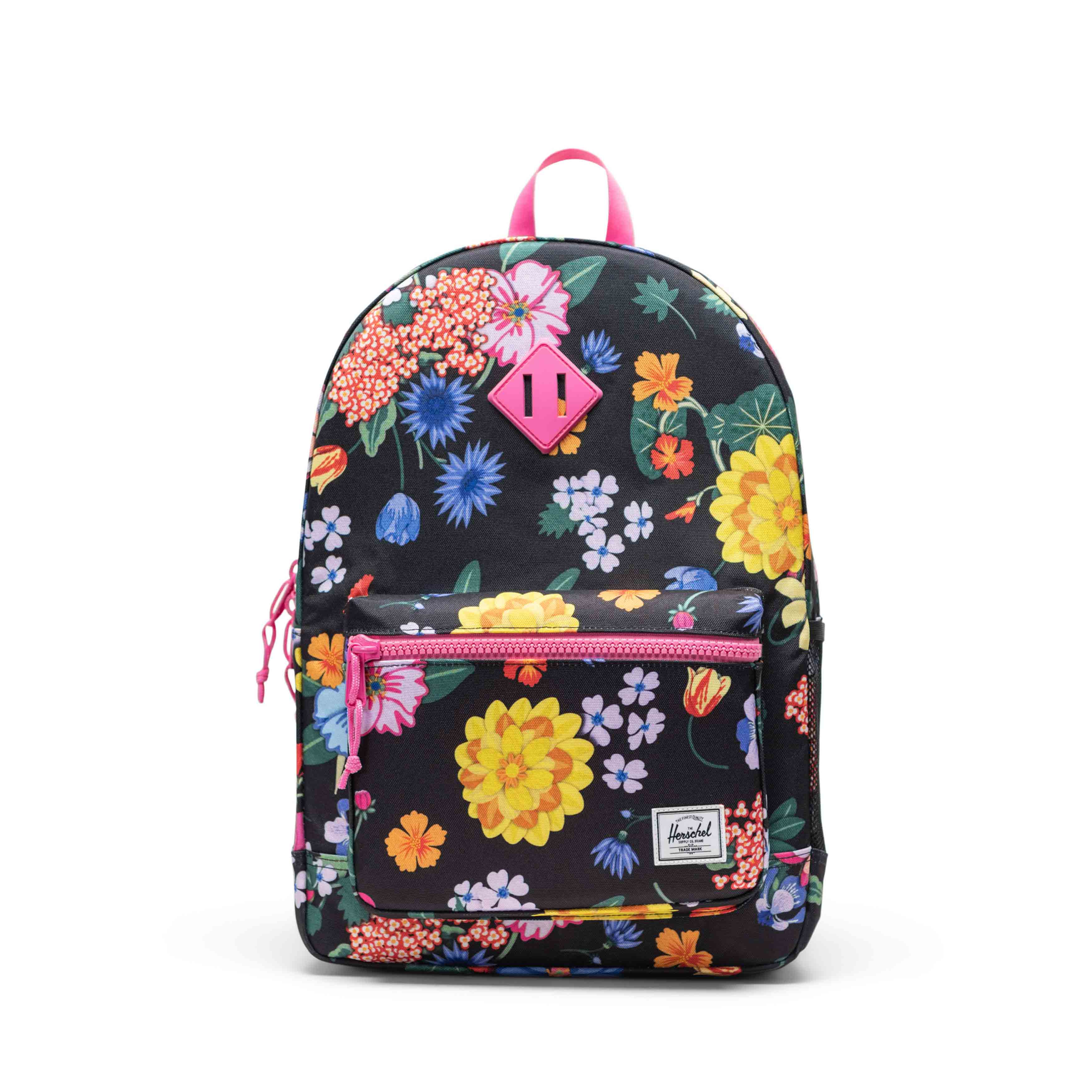 Siyah Renkli Çiçekli Herschel Heritage Genç Su İtici Kumaş Sırt Çantası, 14" Laptop Uyumlu, 26 L